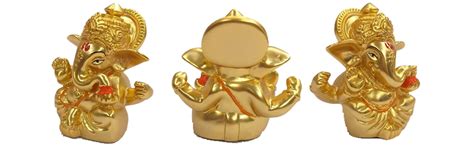 VACCHI 24KT Gold Plated on Polyresin Lord Ganesh Car Dashboard Idol , 6 ...