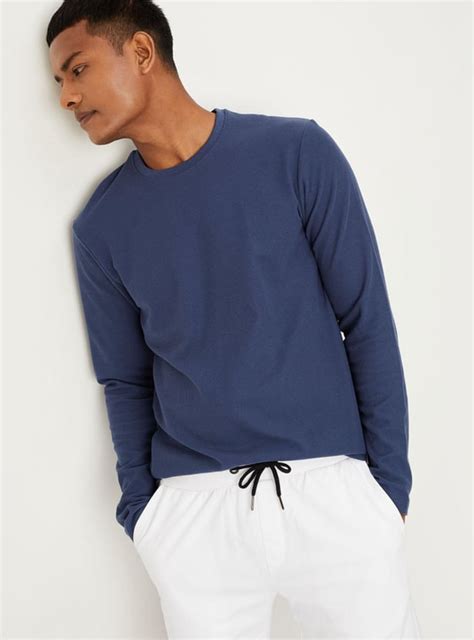 Buy Men Textured Knit Lounge T-shirt with Full Sleeves Online at just ...