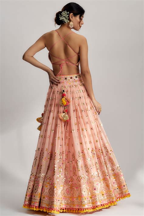 Shop Pink georgette Lehenga Set Online-Gopi Vaid