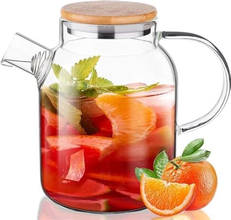 FOMQUAZLI Glass Teapot With Stainless Steel Removable Infuser and Lid ...