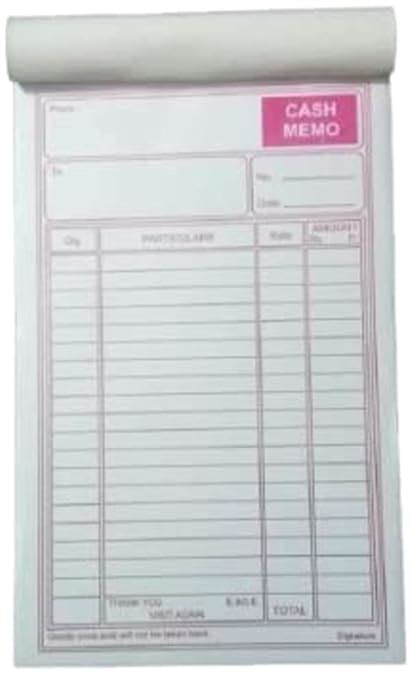 Ratnesh Cash Memo Bill Book 50+50 Leaves (Size 18 cm X 11 cm) : Amazon ...