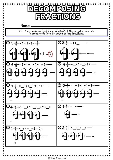 Decomposing Fractions Worksheet Common Core Fraction As Division