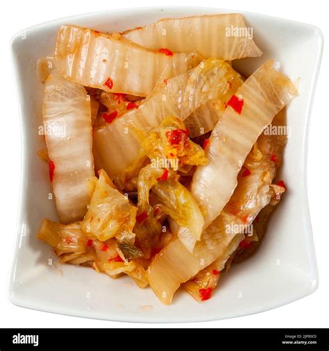 Korea food top view, Chinese cabbage kimchi in dish set Stock Photo - Alamy