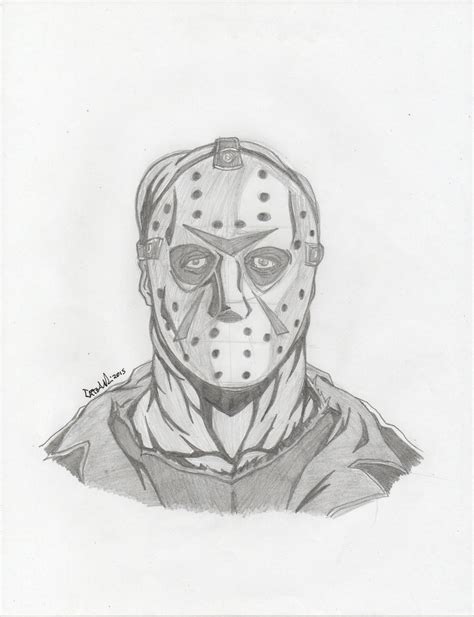 Jason Face Mask Drawing / Jason full face head pvc hockey mask novelty ...