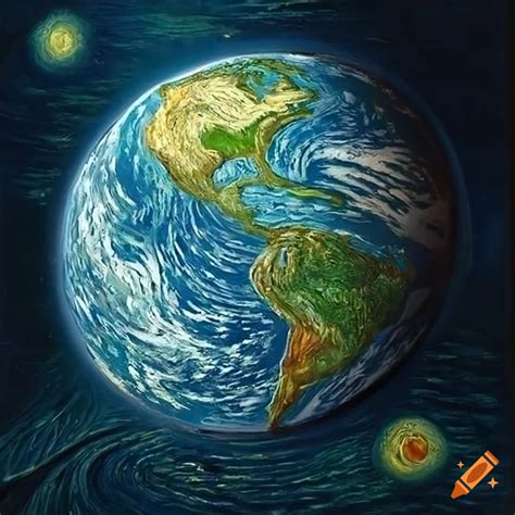 Van Gogh's painting of planet Earth on Craiyon
