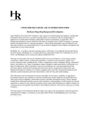 Fillable Online jmu consumer disclosure and authorization form email ...