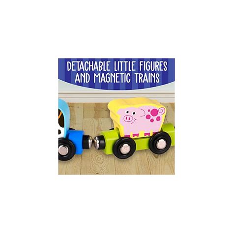 Buy Wooden Trains Set (21 PCS) with 3 Dinosaurs 3 Farm 3 Zoo Animals ...