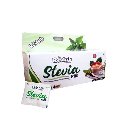 Revlak Stevia Pro Sachets, Zero Calories 100% Natural Sweetener- 50 Sa ...