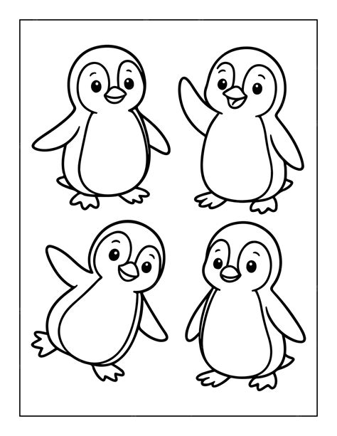 Cute penguins coloring page for kids | Premium AI-generated vector