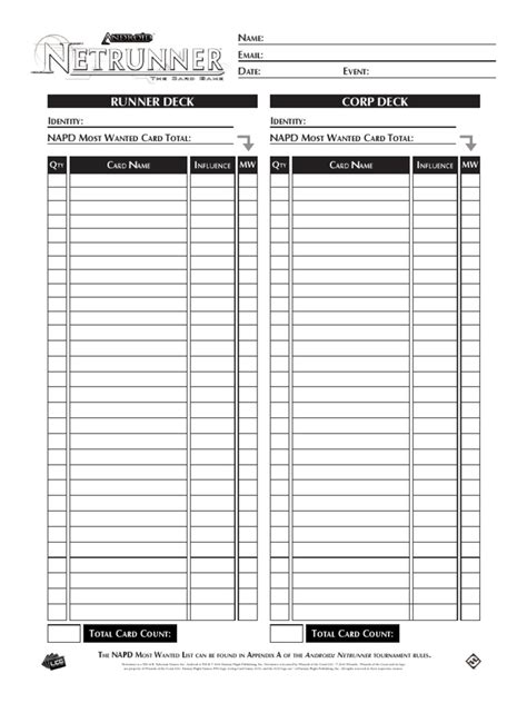 Netrunner Deck Sheet | PDF