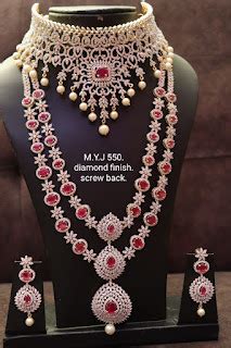 Exclusive Diamond Finish Bridal Trendy Jewelry Set - Indian Jewelry Designs