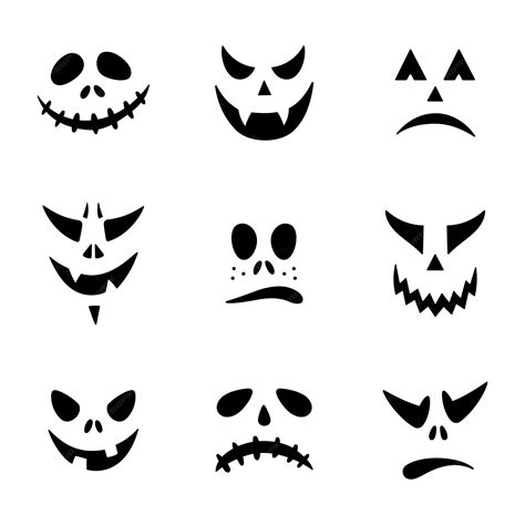 Premium Vector | Halloween pumpkin face templates set of halloween ...