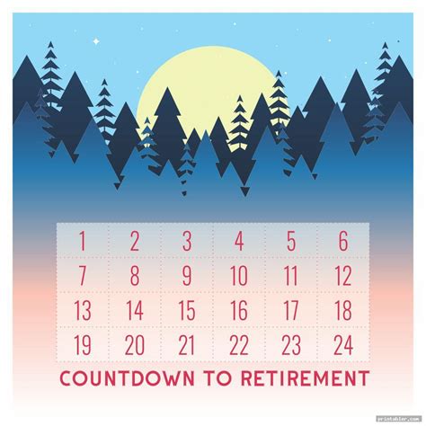 Countdown To Retirement Calendar Printable