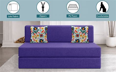 Los Angeles Foldable Two Seater Sofa Cum Bed, Sofa Bed 4 X 6 Feet Jute ...