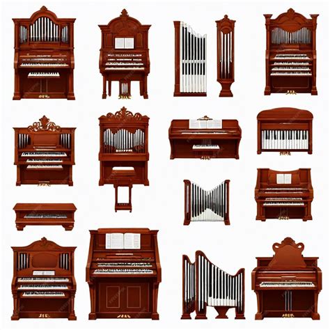 A collection of different types of pianos including the organ | Premium ...