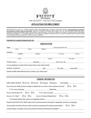 Fillable Online General Application Form - City of Fremont Fax Email ...