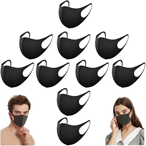 Pitreshwar® 10 PCS Black Face Masks Washable,Breathable Black Masks ...
