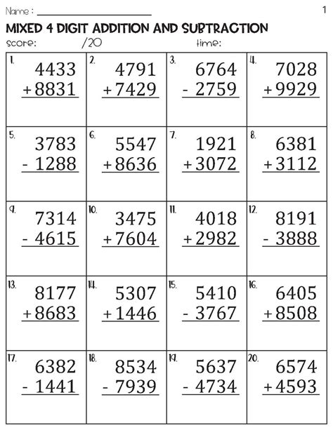 Matrices Addition and Subtraction Worksheet 的图像结果