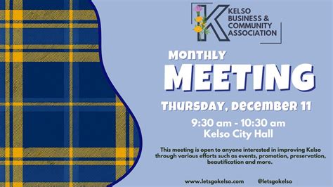 KBCA Monthly Meeting - December 11, Kelso City Hall, La Center, 11 ...