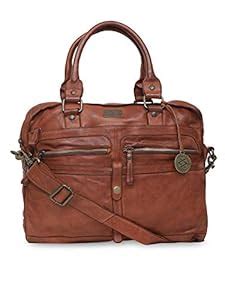 Buy KOMPANERO Brown Genuine Leather Portfolio Bag (B-7320-COGNAC) at ...