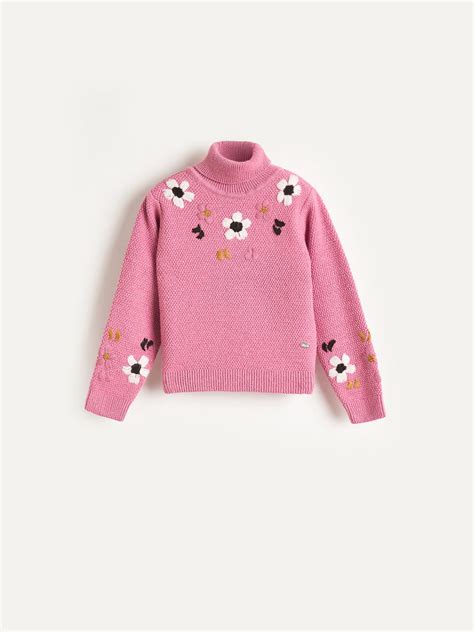 Shop Elle Girls Pink Embroidered High Neck Sweater Online – Iconic India