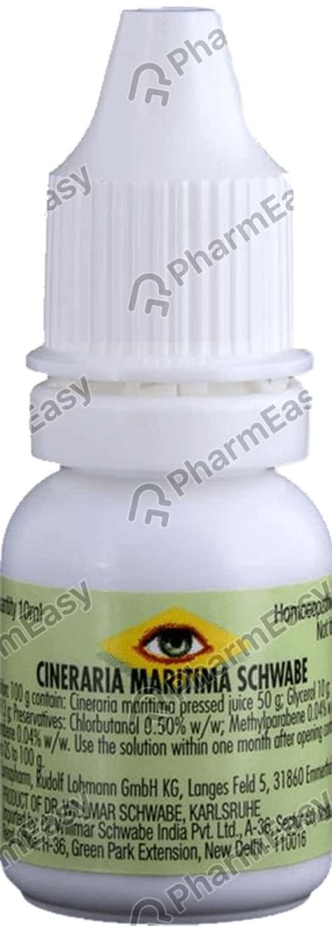 Buy CINERARIA MARITIMA SCHWABE EYE DROPS 10 ML Online & Get Upto 60% ...