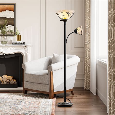 Lark Manor™ Aubai 71'' Traditional Torchiere Floor Lamp with Alabaster ...