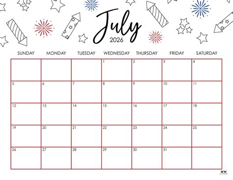 July 2026 Calendars - 150 FREE Printables | Printabulls