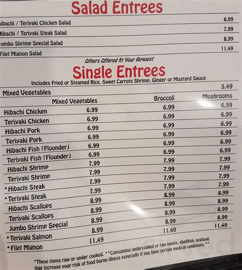 Kimono Japanese Restaurant menus in Clemmons, North Carolina, United States