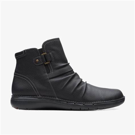WOMENS Un Loop Top Black Leather Ankle Boots | Clarks US
