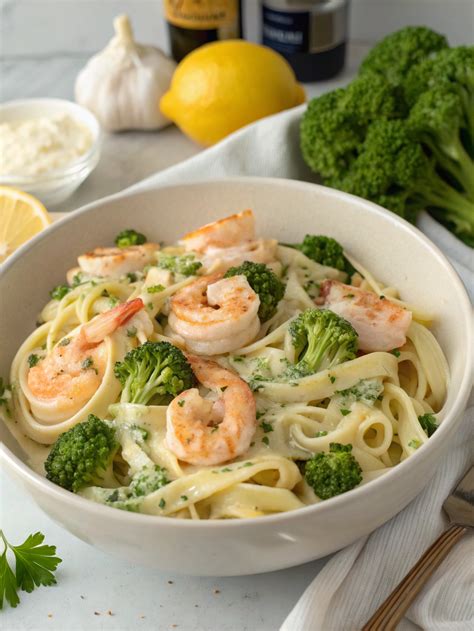 Creamy Shrimp and Broccoli Alfredo Pasta Recipe