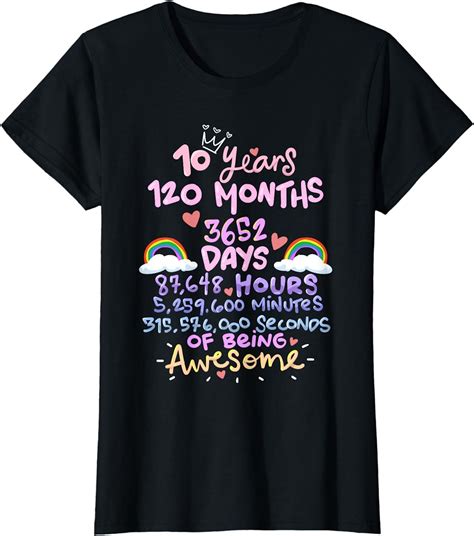10 Years 120 Months Birthday T-Shirt - Walmart.com