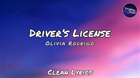 Olivia Rodrigo - Drivers License (Clean Lyrics) - YouTube