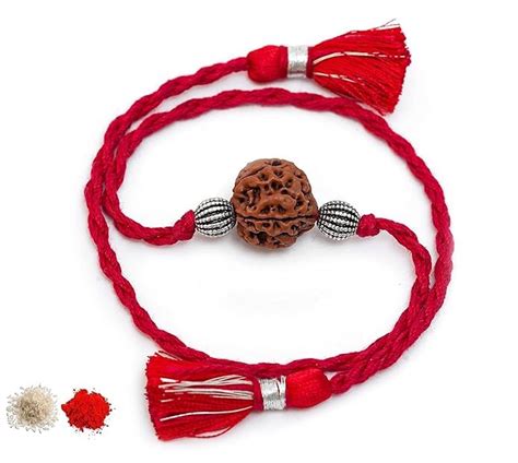 Meenakari Sterling Silver Pure 925 beads and Rudraksh Rakhi combo set ...