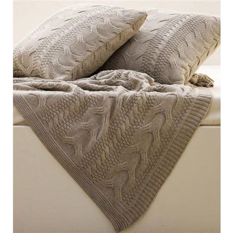 The Classical Stone LT Beige Melange Throw & Cushion Cover Set (18 in x ...