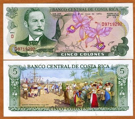 Costa Rica, 5 Colones, 8-5-1972, P-236b, UNC Error | Bank notes, Paper ...