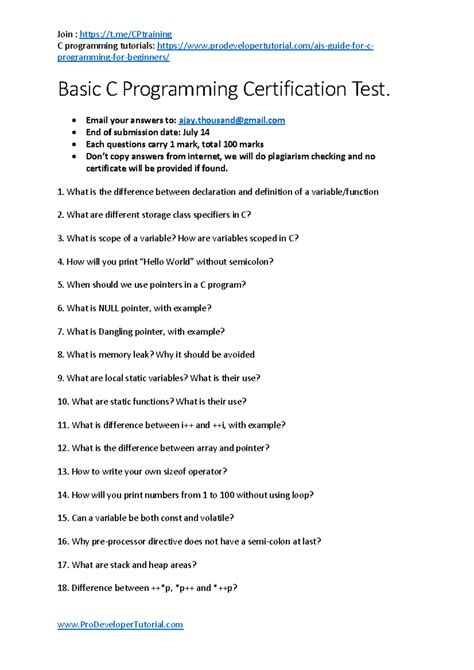 C lang Free certification - C programming tutorials ...