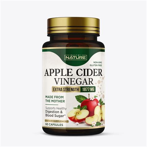 Amazon.com: Built by Nature Apple Cider Vinegar Capsules 1877mg with Vitamin D and Zinc – Immune ...