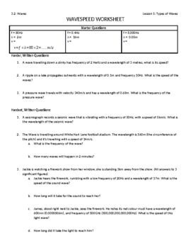 Image result for Wave Equation Worksheet