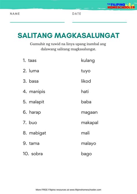 Salitang Magkasalungat Worksheets (SET 3)