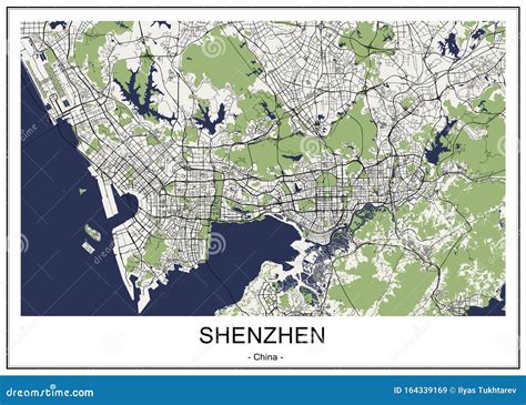 Map of the City of Shenzhen, China Stock Illustration - Illustration of city, meilin: 164339169
