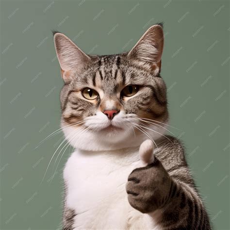 A cat with a thumbs up giving a thumbs up. | Premium AI-generated image