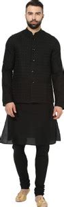 Kisah Men Kurta Pyjama Ethnic Jacket Set - Buy Black Kurta and Grey ...