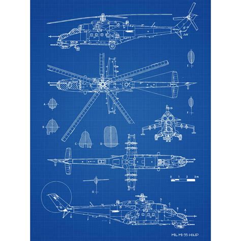 Buy Mil MI-35 Hind Helicopter Gunship Blueprint Plan Extra Large XL ...