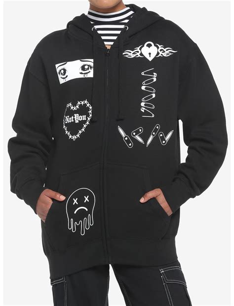 Emo Anime Eyes Print Girls Hoodie | Hot Topic