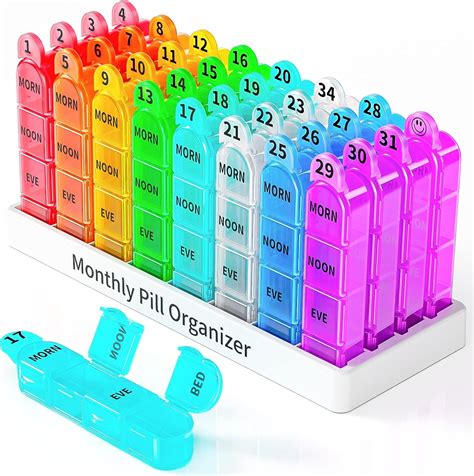 Monthly Pill Organizer 4 Times a Day, 30 Day Pill Organizer, Monthly ...