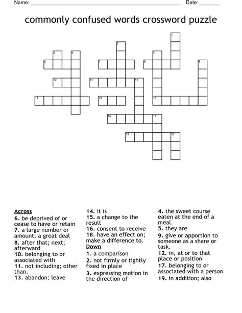 commonly confused words crossword puzzle - WordMint