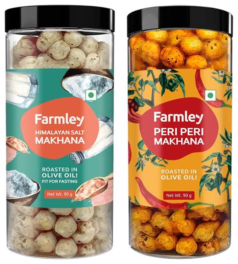 Farmley Roasted & Flavoured Himalayan Salted Healthy Makhana Snacks 90 ...