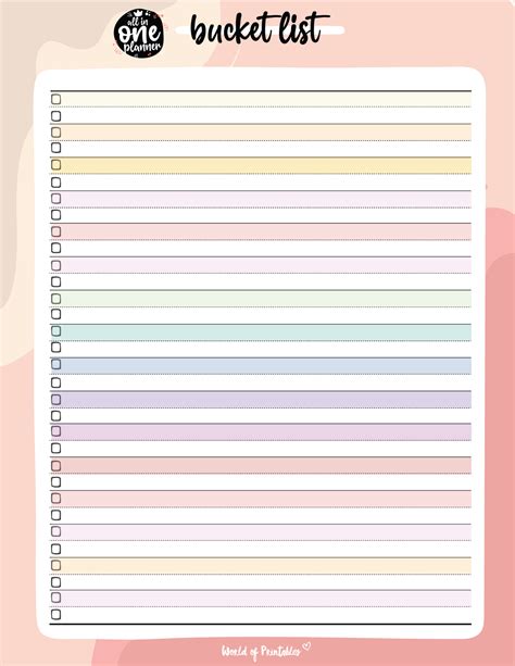 Bucket List Template