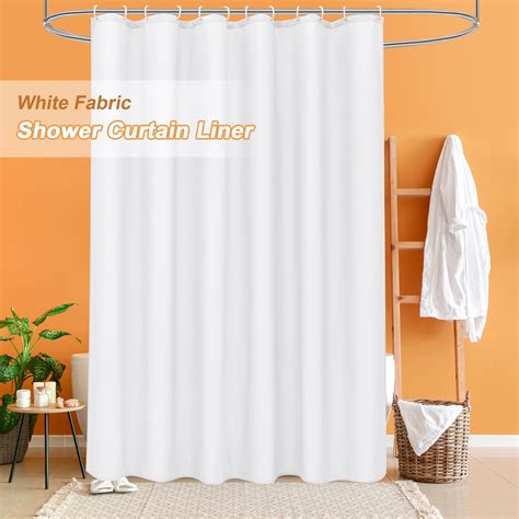 Inosoo White Fabric Shower Curtain Liner, 72"Wx66"H Short Shower ...